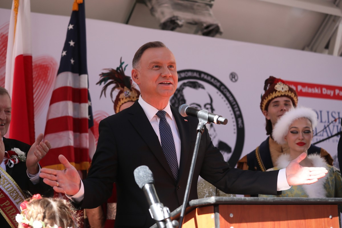 Nowy Jork, USA, 01.10.2023. Prezydent RP Andrzej Duda wziął udział w 86. Paradzie Pułaskiego w Nowym Jorku