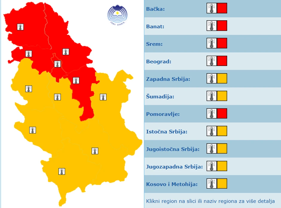 Meteoalarm za nedelju
