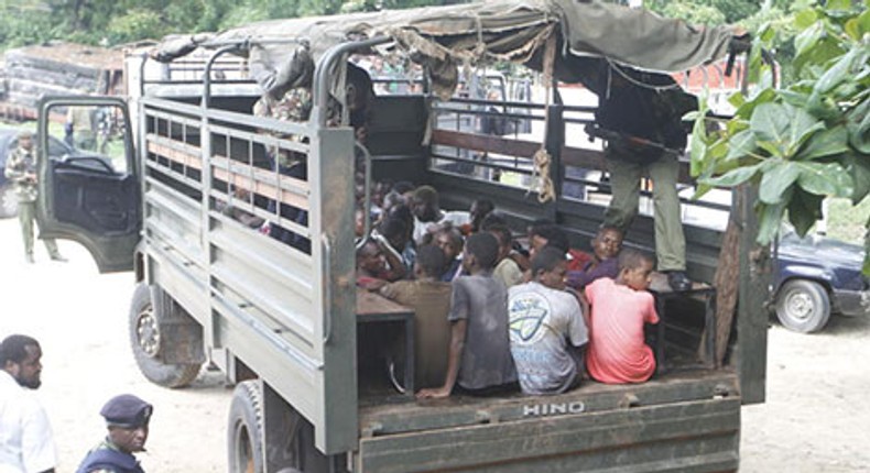 Police at a past arrest in Kisauni