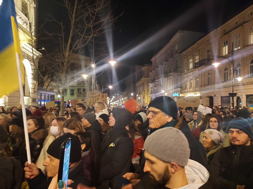 Zdjęcia z demonstracji w Łodzi. "Solidarni z Ukrainą"