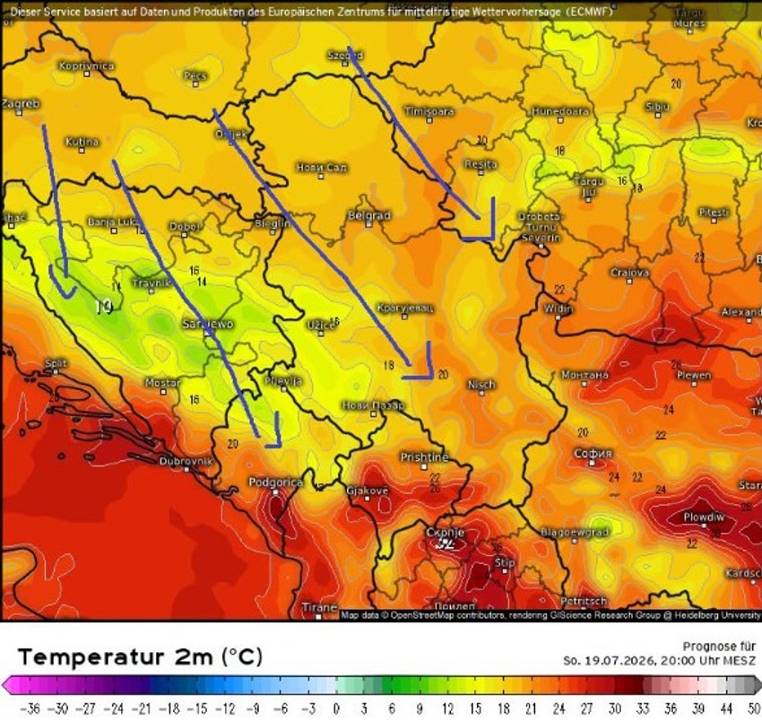 Osetno osveženje od nedelje 19. jula