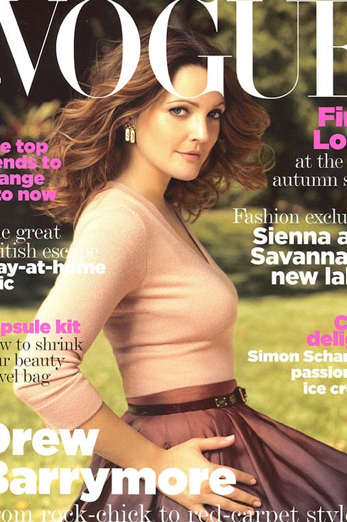 Drew Barrymore na okładce magazynu "Vogue"