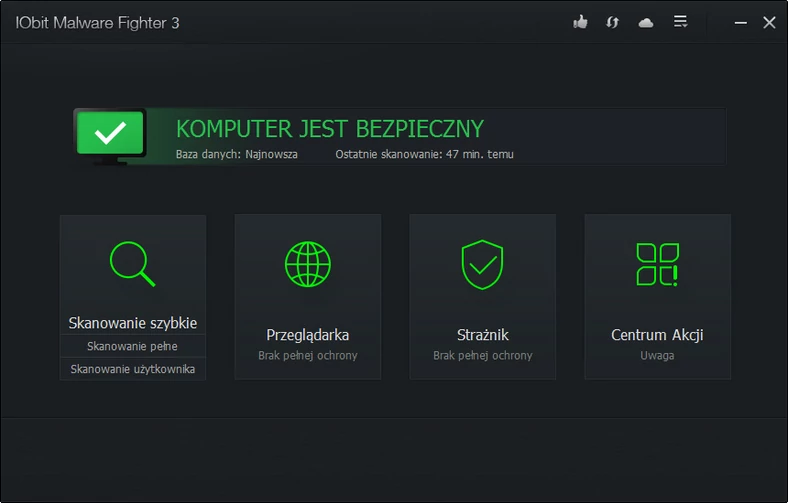 Menu główne programu Malware Fighter Pro