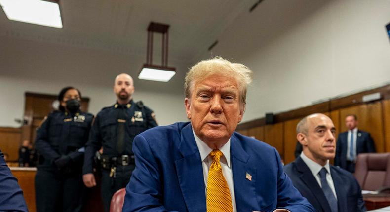 Former US President Donald Trump attends his hush-money trial at Manhattan Criminal Court in New York City.MARK PETERSON/POOL/AFP via Getty Images