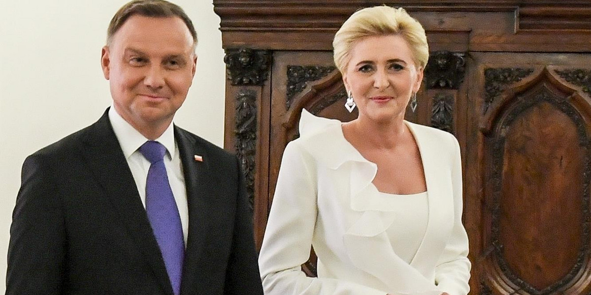 Andrzej Duda z żoną Agatą podczas wieczoru wyborczego