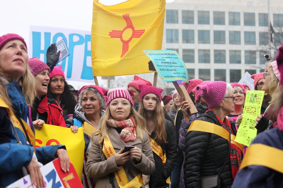 Protestors at the Women's March on Washington, January 21, 2017.