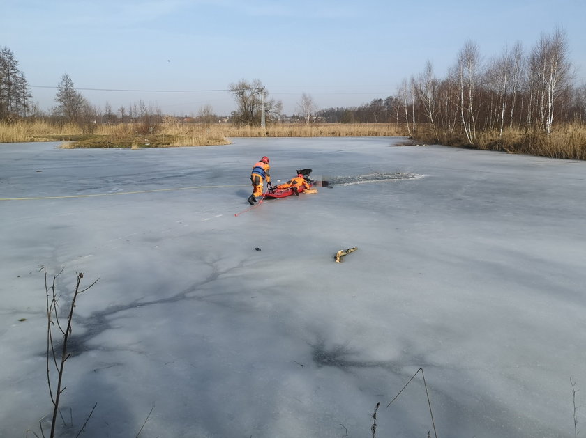 Napędził potwornego stracha żonie. Uratowali go strażacy