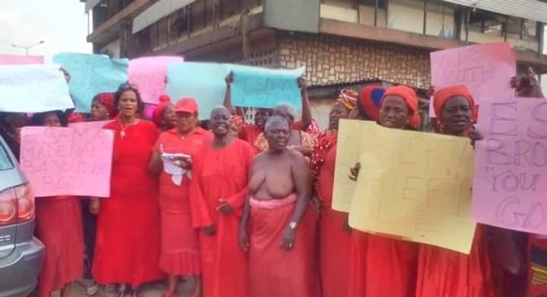 Women protest against Edo State Governor, Adams Oshiomhole in Benin City