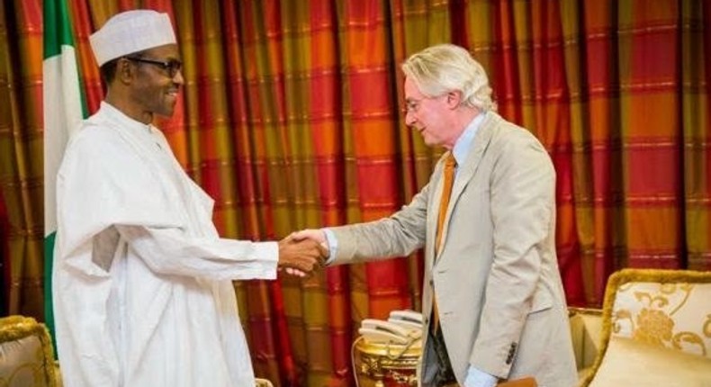 President-elect Muhammadu Buhari meets with German Ambassador, Michael Zenner on April 28, 2015 in Abuja.