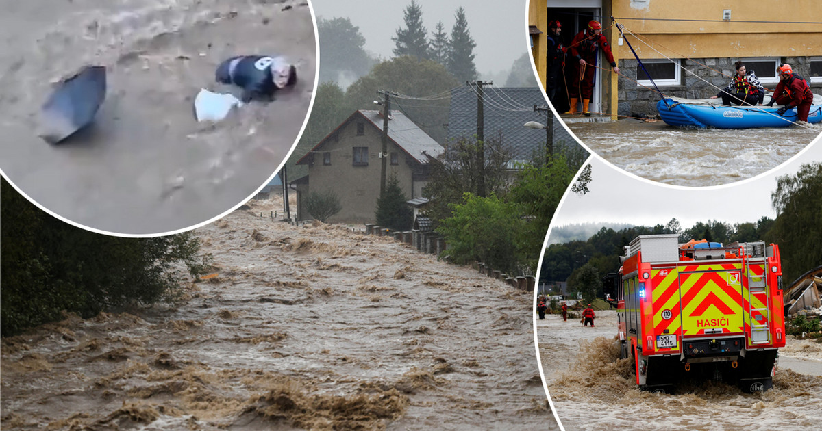 Schockierende Bilder der Flut. Ein vom Element entführter Mann