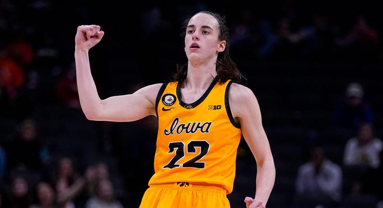 Caitlin Clark, 21, will face off along with her fellow Hawkeyes against the LSU Tigers in Sunday's national championship game.AP Photo/Michael Conroy