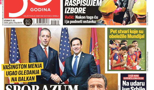 Blic naslovna strana za 21.7.