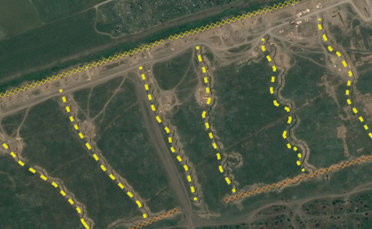 mapka linii obronnych budowanych przez Rosjan na Krymie