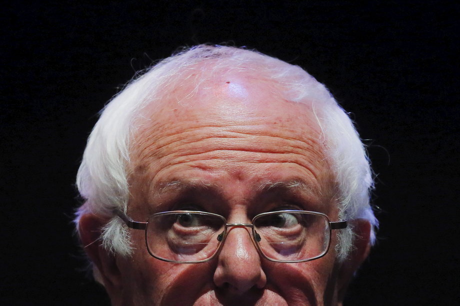 Bernie Sanders addresses the crowd during a campaign rally in Reading, Pennsylvania.
