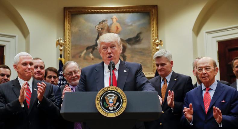 President Donald Trump in the Roosevelt Room of the White House last year before signing an executive order directing the Interior Department to begin review of restrictive drilling policies for the outer-continental shelf.