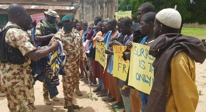 Surrendering Boko Haram fighters in Borno (Nigerian army)