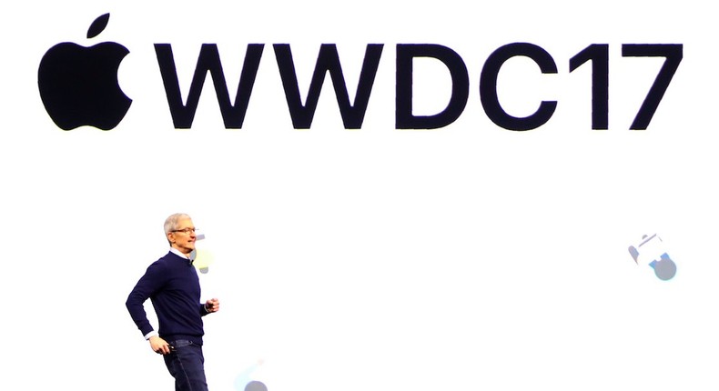 Apple CEO Tim Cook onstage at WWDC.