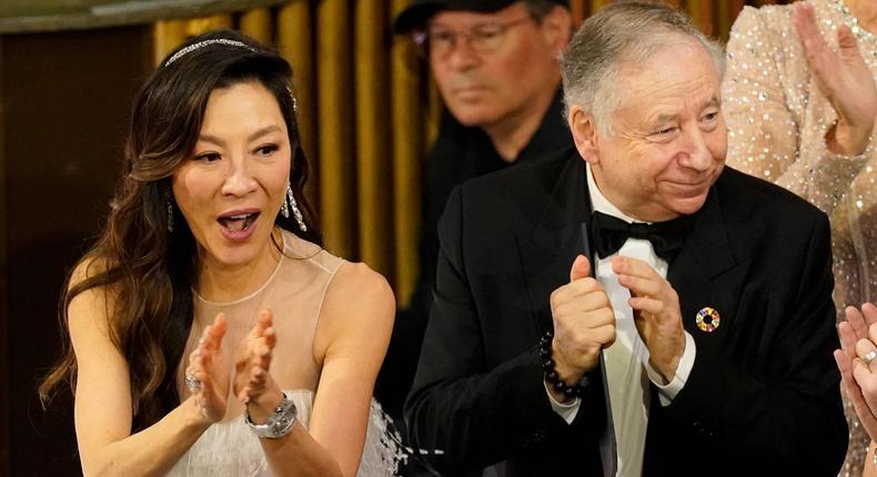 Michelle Yeoh and Jean Todt at the Oscars.AP Photo/Chris Pizzello