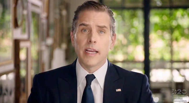 Hunter Biden addressing the virtual Democratic National Convention.