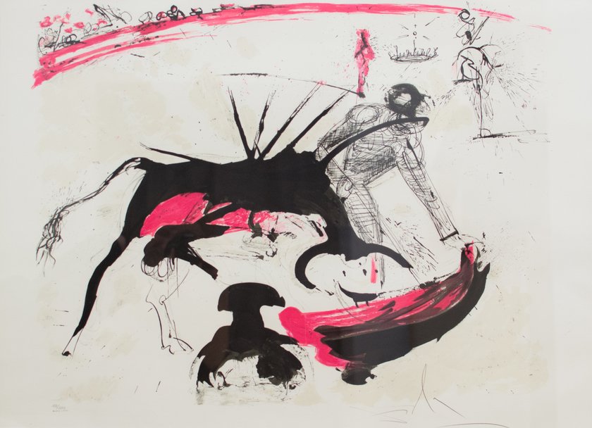 Salvador Dali, Walka bykw nr 3, 1965 r. litografia, 55 x 75 cm, edycja: 188/300, kolekcja prywatna 