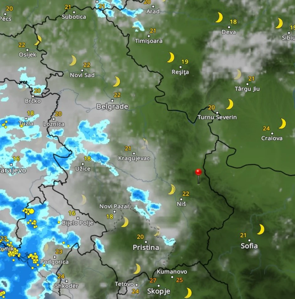 Slabiji intenzitet nevremena u Srbiji u 22h