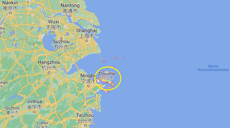 Położenie miasta Zhoushan na mapie