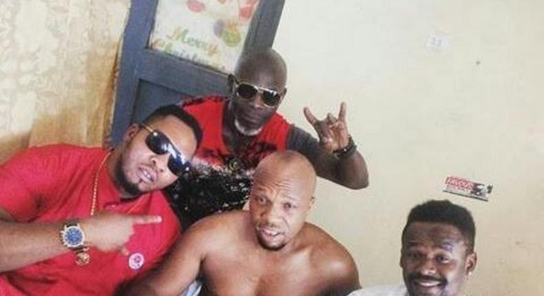 Charles 'Igwe 2Pac' with friends at the hospital
