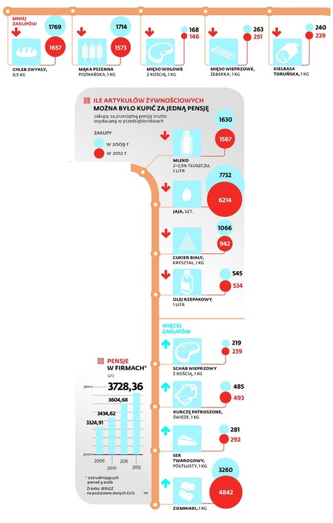 Ile artykułów, można kupić za jedną pensję