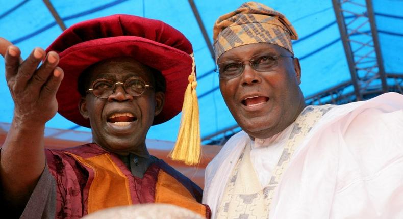 Former Lagos State governor, Bola Tinubu (left) with former vice president, Atiku Abubakar (right)