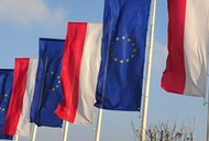 Flagi Polski i Unii Europejskiej flaga pl ue