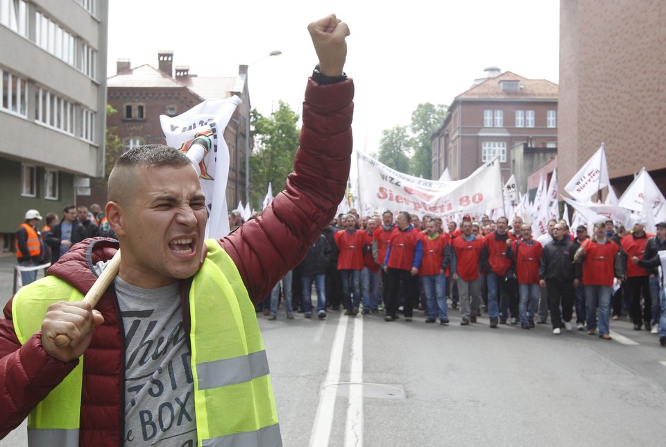 KATOWICE PROTEST GÓRNICZYCH ZWIĄZKÓW ZAWODOWYCH (manifestacja górniczych związkowców)