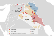 Mapa walk na terytorium Iraku i sąsiedniej Syrii 