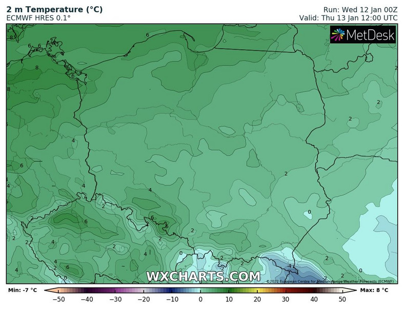 Temperatura niemal w całej Polsce wzrośnie powyżej 0 st. C