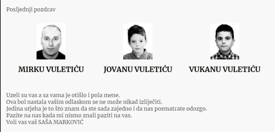 Čitulje posvećene Mirku, Jovanu i Vukanu 
