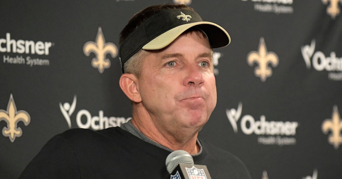 Saints coach Sean Payton wheeled out the Lombardi trophy, a Super Bowl ...