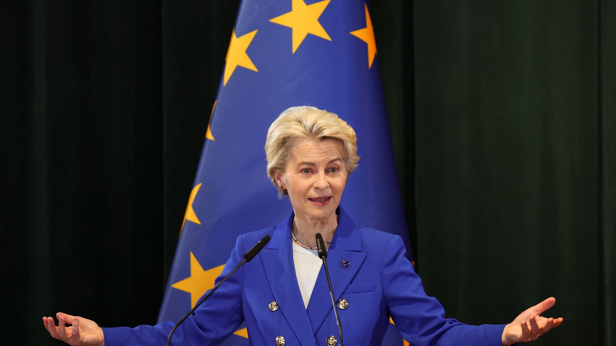 Ursula von der Leyenová počas návštevy Albánska
