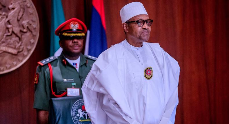 President Muhammadu Buhari before a FEC meeting. [Twitter/@NGRPresident]