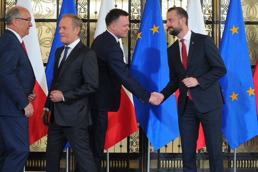 Włodzimierz Czarzasty, Donald Tusk, Szymon Hołownia i Władysław Kosiniak-Kamysz