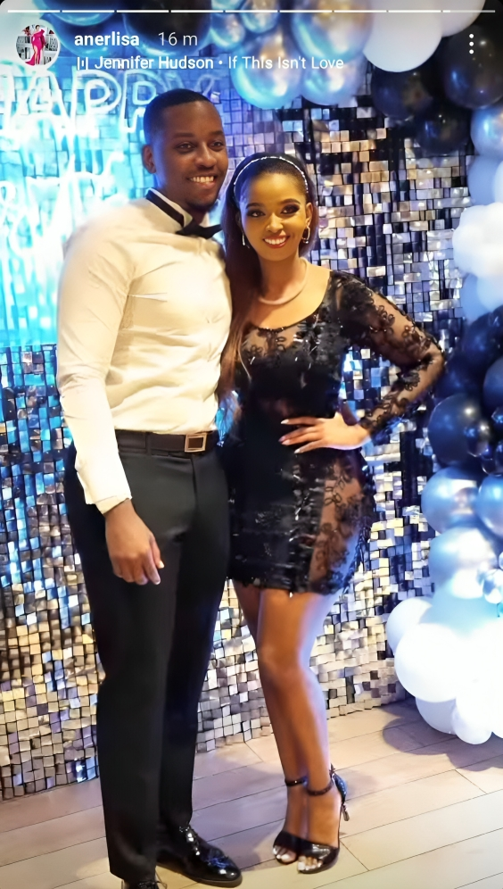 Anerlisa Muigai and her fiancé Melvin Ibrahim during their engagement party on march 16, 2024.