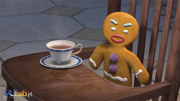 Ciasteczko wkurzony, że Złe Charaktery przeszkadzają mu w popijaniu herbatki owocowej