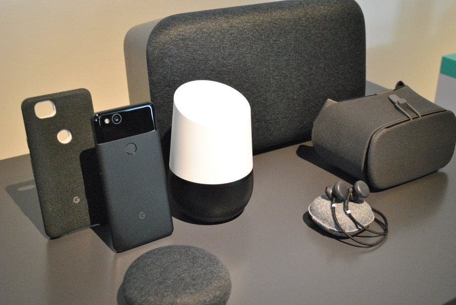 That's the Google Home Max in the back, next to Google's other hardware, to give you a sense of scale.