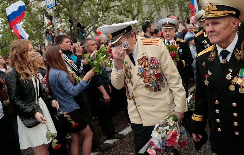 Weterani w czasie obchodów Dnia Zwycięstwa w Sewastopolu