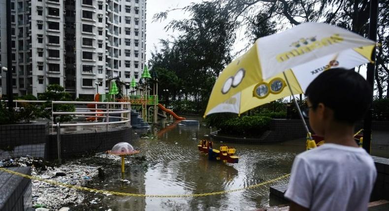 Typhoon Hato brought floodwaters and debris to large parts of Hong Kong