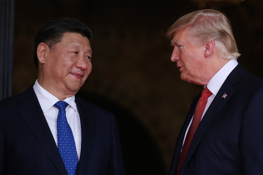 Trump welcoming Chinese President Xi Jinping at Trump’s Mar-a-Lago estate in Palm Beach, Florida.