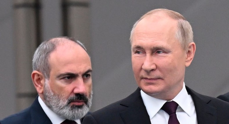 Russian President Vladimir Putin and Armenian Prime Minister Nikol Pashinyan in Kazakhstan in October 2022.Dmitry Azarov/AP Photo