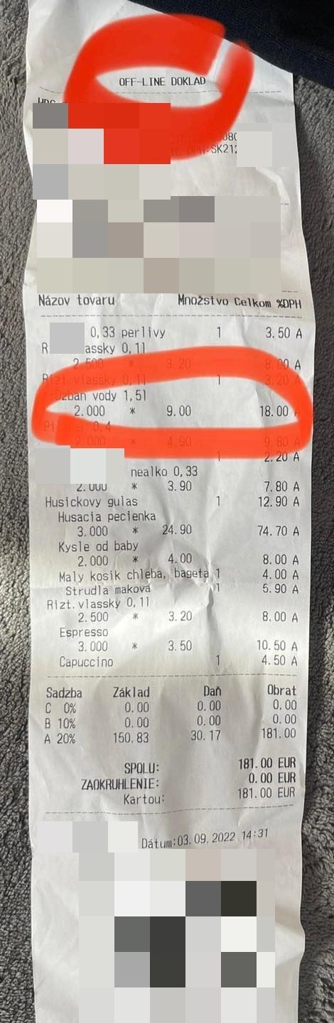 Zákazník ostal nepríjemne prekvapený. 