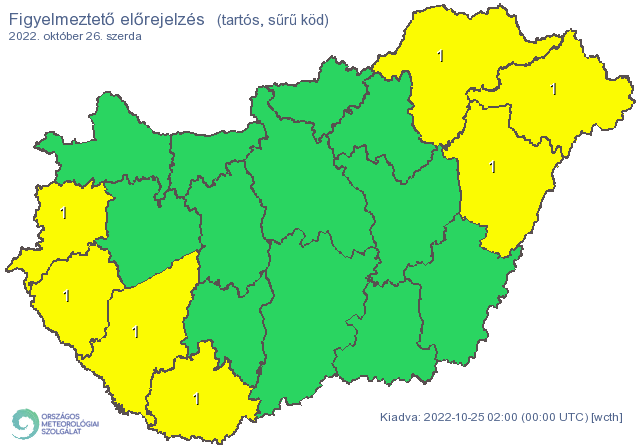 Figyelmeztetés tartós ködre szerdán /Fotó: met.hu