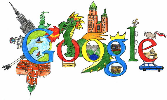 Dzieci przemalowują logo Google