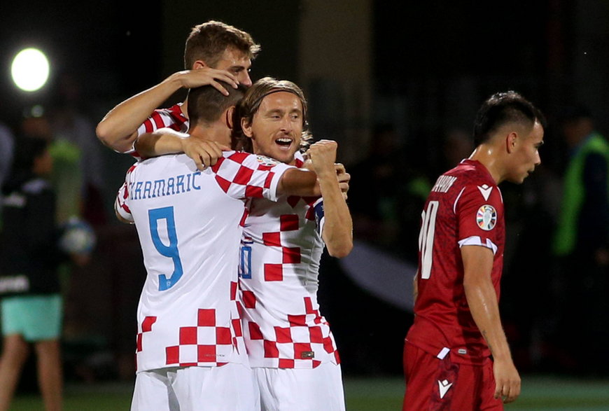 Reprezentacja Chorwacji Na pierwszym planie Luka Modrić