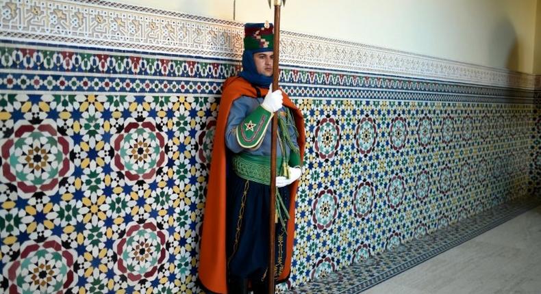 A Moroccan guard at the COP22 Climate Change Conference at the Royal Palace in Marrakesh on November 15, 2016